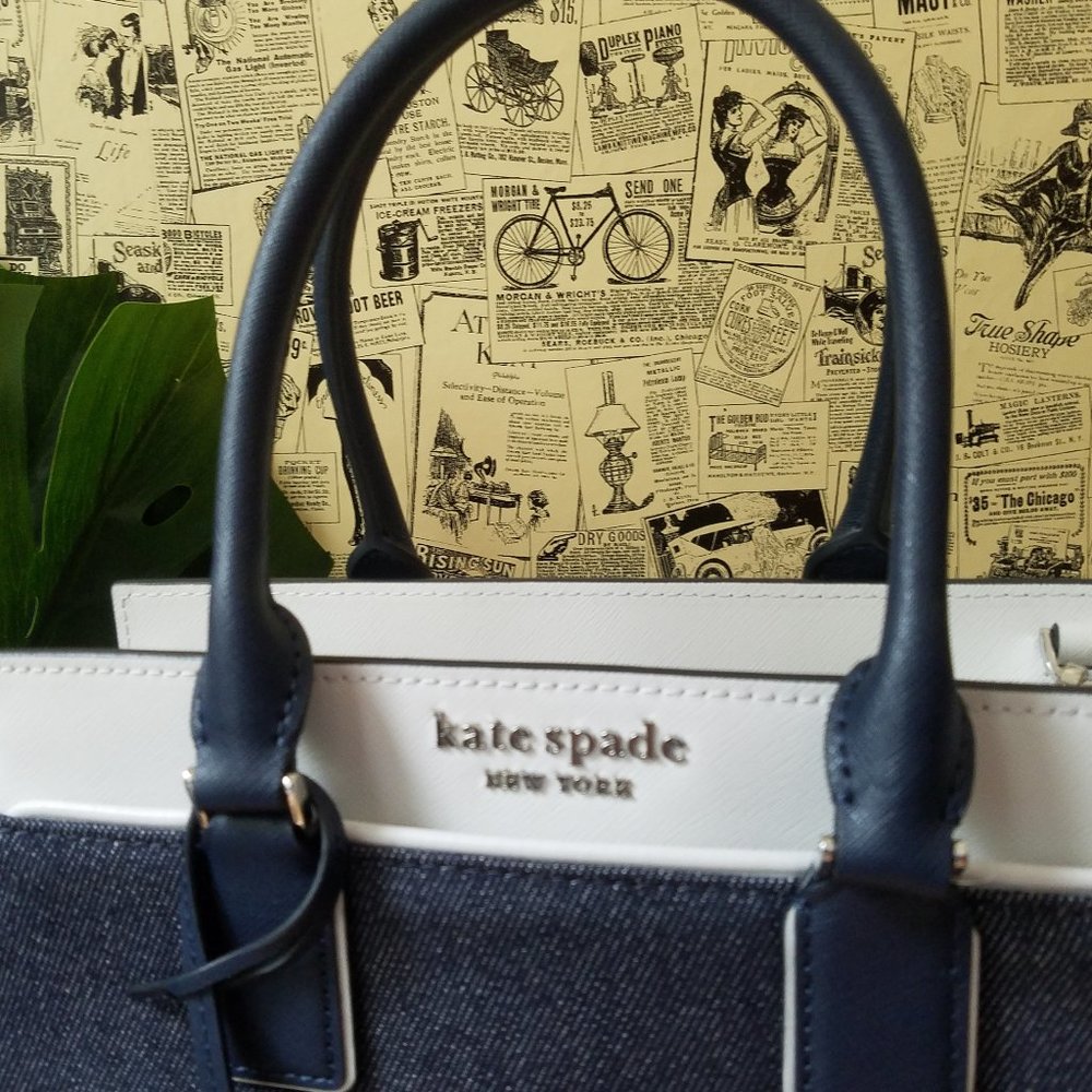 Kate Spade cameron medium satchel Denim colorblock - Picture 8 of 10